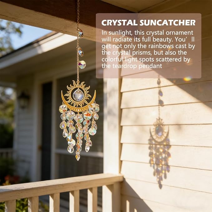 Crystal Suncatcher, Suncatchers for Windows Hanging, Sun Catchers Indoor Window, Unique Crystal Wind Chimes for Indoor & Outdoor Decoration, Gift for Sutffers Home Decor (Multicolour)