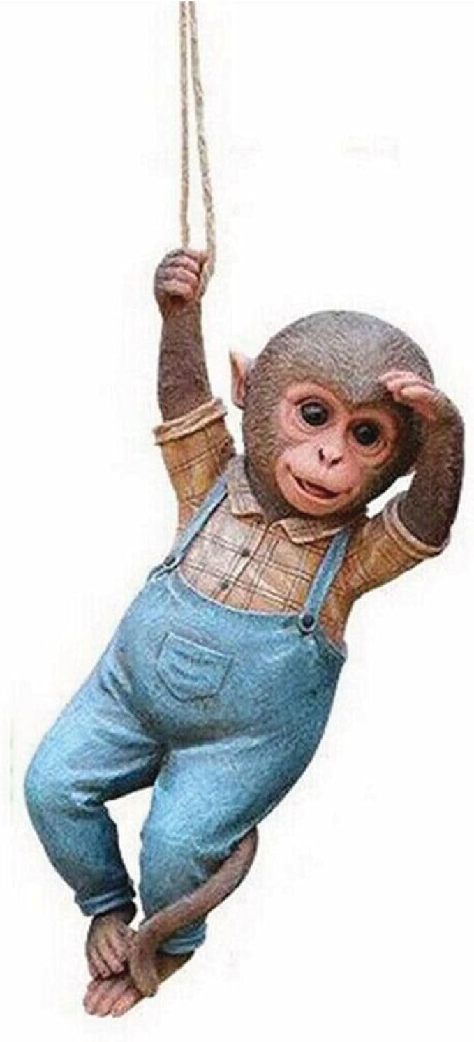 Hanging Monkey - Durable Garden Statue, Monkey Figurine for Home & Garden Decor