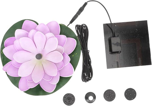 INOOMP Solar Powered Lotus Shaped Fountain for Garden Floating Water Lily Decoration Compact Outdoor Landscape Water Pool Feature Easy Installation No External Power Needed