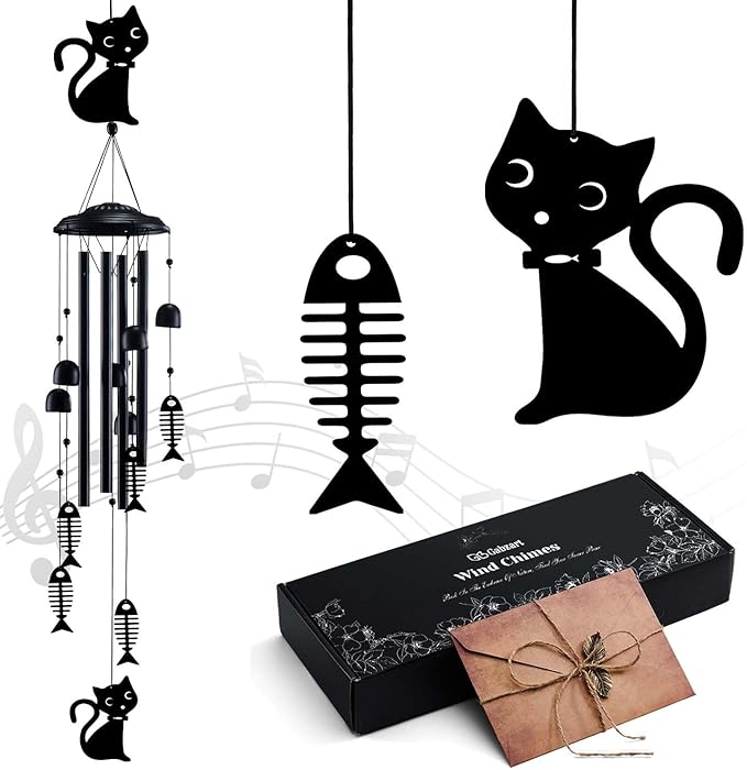 Cat Wind Chimes for Outside, Cat Lover Gifts for Women Men Mom Grandma Birthday Festival, 37" Windchimes Hanging Outdoors Garden Decor, Home Patio Garden Porch Yard Decorations