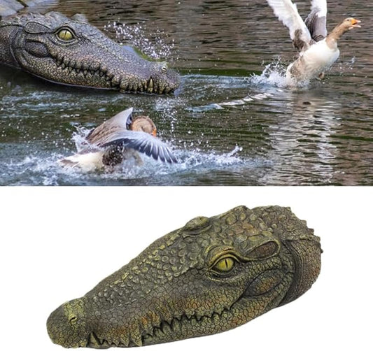 Floating Alligator Head, Pool Accessories,13.8 Inches Float Alligator Decoy for Pond, Fake Crocodile Head for Goose, Heron, Duck Deterrent Control, Garden Decor and Yard Decorations Accessories