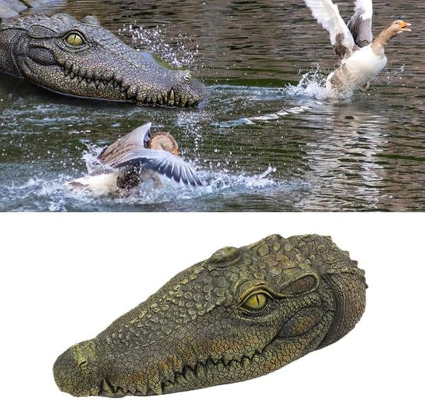 Floating Alligator Head, Pool Accessories,13.8 Inches Float Alligator Decoy for Pond, Fake Crocodile Head for Goose, Heron, Duck Deterrent Control, Garden Decor and Yard Decorations Accessories