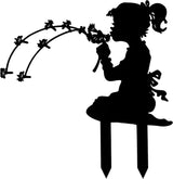 Girl Metal Dandelion Garden Stake – Dandelion Silhouette Sculpture Installation for Simple Balcony Decoration Scene, Outdoor Lawn Patio Yard Home Art Decor Figurines, Large Statues and Sculptures