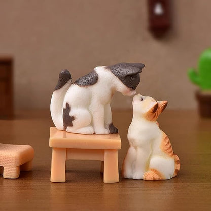 BWESOO White Miniature Cats Statue Micro Landscape Fairy Garden House DIY Terrarium Crafts Ornaments Accessories for Home Outdoor Statues