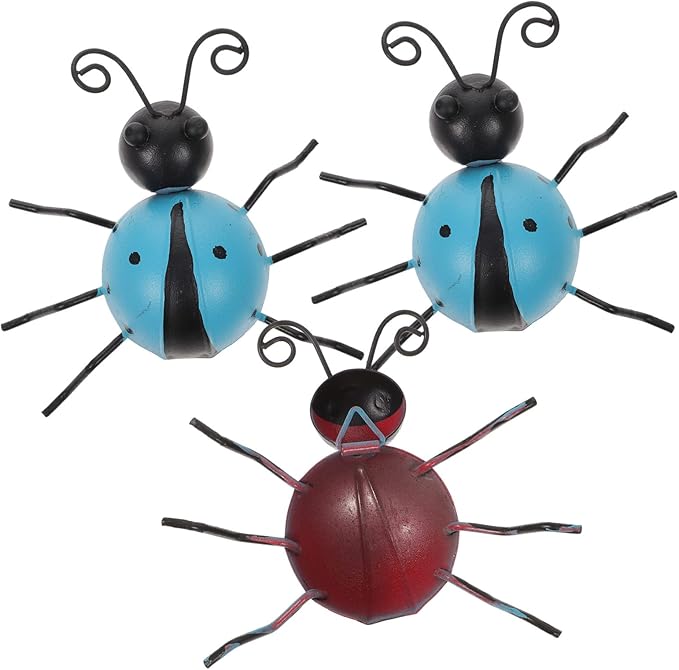 Abaodam 3pc Realistic Ladybug Ornaments Animal Decorations for Backyard for Crafts
