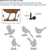 5PCS Rusty Metal Birds Decoration, Outdoor Fence Yard Decor, Metal Bird Art, Fence Decorations Outdoor, Rustic Garden Decor, Garden Sculptures Statues, Lawn Ornaments (Cardinal)