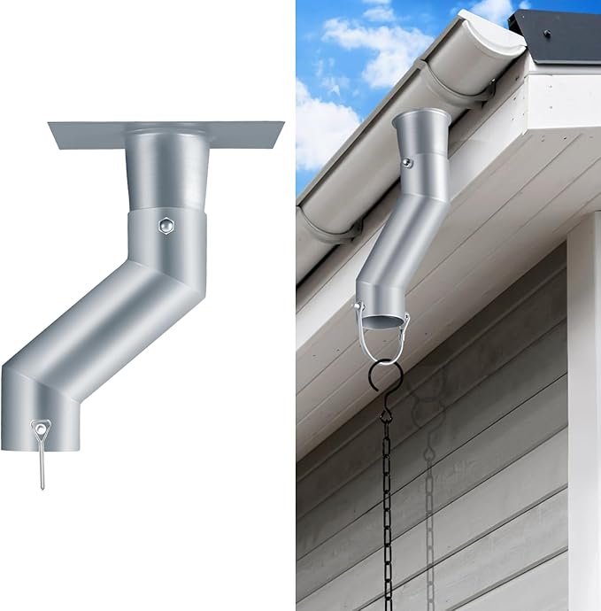 Tfro & Cile Rain Chain Gutter Adapter Silver Installation Suit for Gutter Downspout Outlet