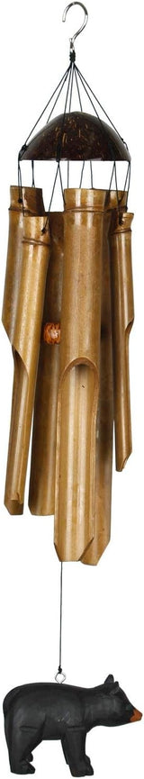 Woodstock Chimes Asli Arts Collection, Half Coconut Bamboo Chime, Medium (23'') Bear, Bamboo Wind Chimes for Outdoor, Patio, Home or Garden Décor (CBEA)