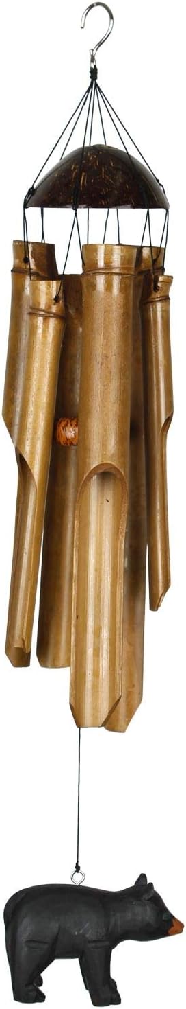 Woodstock Chimes Asli Arts Collection, Half Coconut Bamboo Chime, Medium (23'') Bear, Bamboo Wind Chimes for Outdoor, Patio, Home or Garden Décor (CBEA)