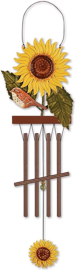 Sunset Vista KD161 Birds of a Feather Sunflower Garden Wind Chime, 15-inch Height