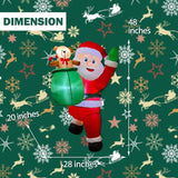BLOWOUT FUN 4FT Christmas Inflatable Hanging Santa with Gift Bag Decorations, Blow Up Climbing Santa with Build-in LED for Xmas Party, Outdoor, Yard, Garden, Lawn Winter Decoration