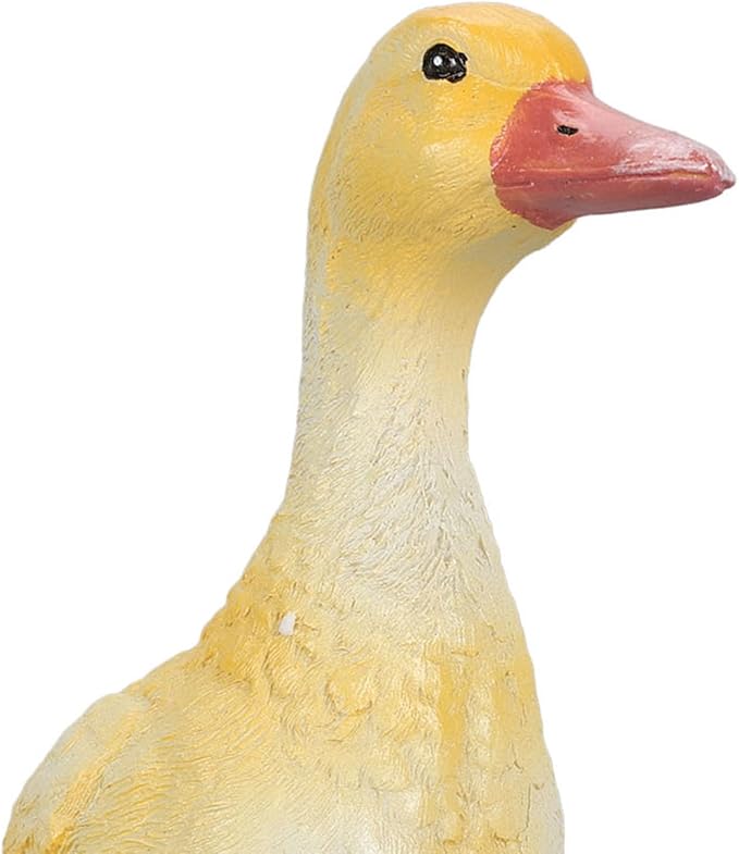 Duck Statue, Resin Goose Statue Front Porch Garden Decor for Outside Imitation Wood Carving Funny Animal Garden Statue Duck Sculpture Art Decor for Porch Patio(Yellow)