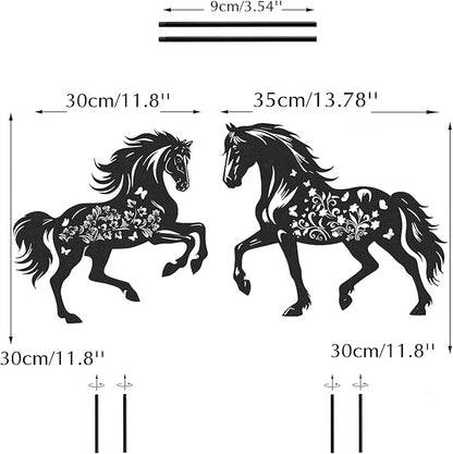 Metal Horse Decor for Outside,2 Piece Black Horse Silhouette Statues Garden Decor for Outside,Outdoor Decor,Yard Art,Lawn Ornaments,Gifts(Black Horse)