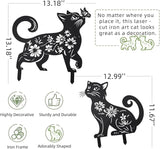 Metal Cat Garden Decor for Outside (2 Pack), 14 Inch Yard Art Stakes,Unique Cat Gifts for Kitty Lovers, Outdoor Lawn Statues and Weather Resistant Yard Art