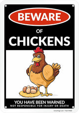 SmartSign Beware of Chickens You Have Been Warned Funny Animal Sign - 10" x 7", 40 mil Laminated Rustproof Aluminum Metal, For Gift, Yard, Cafe, Room