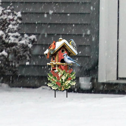 Briarwood Lane Winter Birdhouse Gathering Metal Art