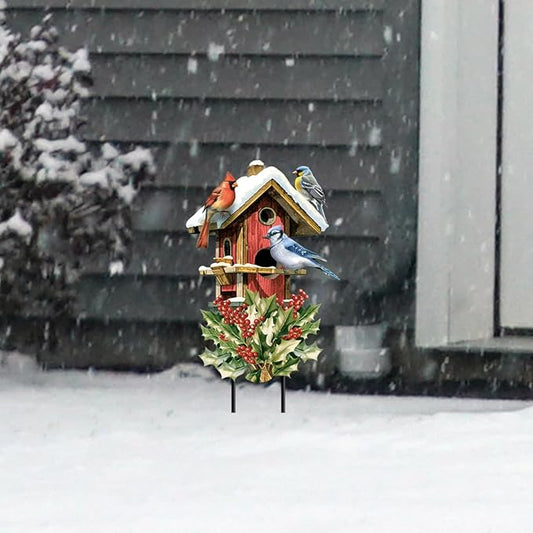 Briarwood Lane Winter Birdhouse Gathering Metal Art