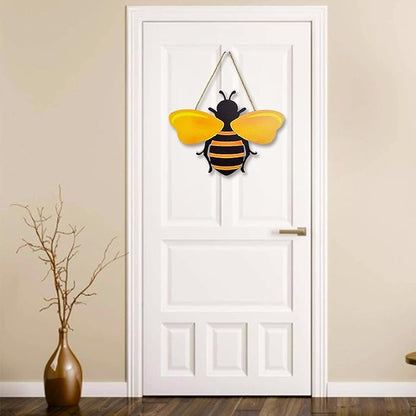 MACLARONX Wooden Bumble Bee Decor 12" Large Honey Bee Cutouts Wall Sign Crafts for Porch front door Home Patio Yard Garden Home Decorations