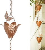 TZSSP Rain Chains Decorative Rain Chain Bell with 10 Cups, Rain Chain for Gutters,8-1/2 Length,102 Inch,Butterfly