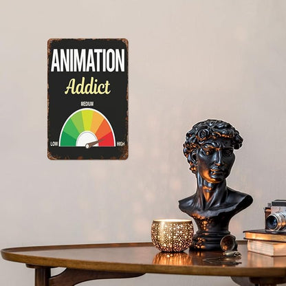 Retro Tin Signs Animation 8x12 Inches Metal Wall Decor for Garden,Kitchen,Living Room,Patio,Office,Bathroom,and More! Vintage Funny Sign