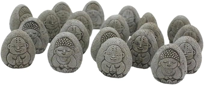 predolo 20Pcs Resin Stone Buddha Relief Statue Garden Decoration for Corridor, Study