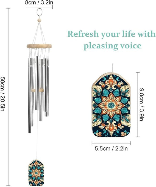 Large Aluminium Wind Chimes 20.5" Inches Vintage Mandala Flowers Wind Chimes for Outside Memorial Wind Chimes Sympathy Wind Chime for Outdoor Garden Patio Decoration