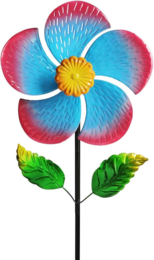Garden Wind Spinners & Metal Wind Sculptures - Outdoor Windmill Decor with Vibrant Red & Blue, Yard Art for Patio Lawn Garden Ornament, Dynamic Wind Spinner Sculpture for Landscape 1Pack