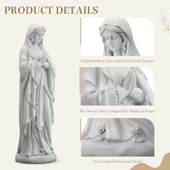 YOLENY Virgin Mary Praying Statue, 29.9 Inch Religious Garden Statue of Mary, Blessed Mother Mary Outdoor Sculpture for Home Yard Patio Decoration