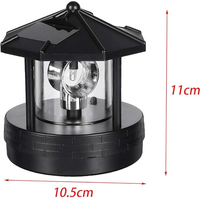 LED Solar Powered Lighthouse,360 Degree Rotating Lamp Waterproof Statue Rotating Lights for Garden Yard Outdoor Decor