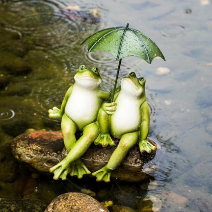 Couple Frogs Garden Outdoor Statue - Frogs Decor Garden Statue 8.5" x 11" x 6.5"