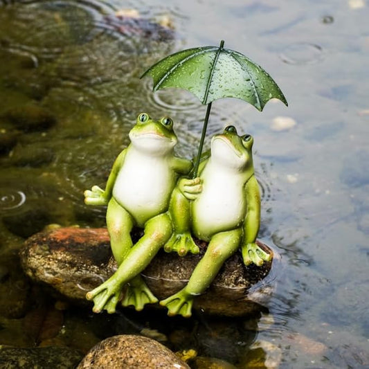 Couple Frogs Garden Outdoor Statue - Frogs Decor Garden Statue 8.5" x 11" x 6.5"