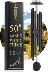 Large 50" Wind-Chimes-Outdoor-Deep-Tone, Soothing Melodic Tones Windchimes, Wind Chimes for Outside, Black Memorial Wind Chime Best Gift for Mom Women Grandma Neighbors