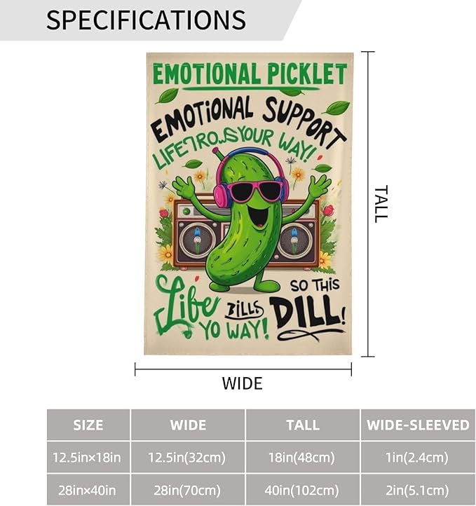 Emotional Picklet Support Dill Life Garden Flag Double Sided Flags For Room Outside Yard Flag Outdoor Banner Wall Art Hanging 12.5"X18"
