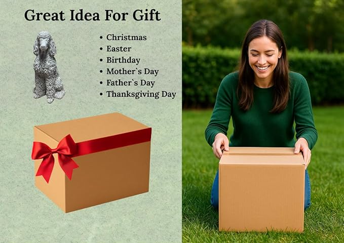 Poodle Concrete Statue Outdoor Dog Garden Figure Pet Memorial Stone Cement Sympathy Gift Yard Sitting Puppy Sculpture Pets Lovers Gift Patio Decoration