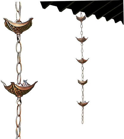 rain Chains Rain Chain Copper Imitation Chains for Gutters 3.3ft with 5 Cups Easy to Install Catcher for Outside Courtyards Replacement for Downspout Style 2