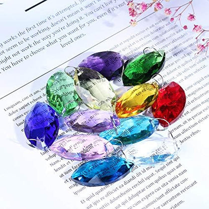 H&D HYALINE & DORA 38mm Multi-Color Feng Shui Faceted Decorating Crystal Horse Eye Prism,Pack of 12
