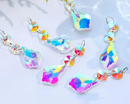 KANPURA 25pcs 38mm Suncatcher with Crystals Horse Eyes Chandelier Prism Replacement Pendant,Hanging Crystals Glass Octagon Beads for Window Christmas Tree Home Decor(AB)