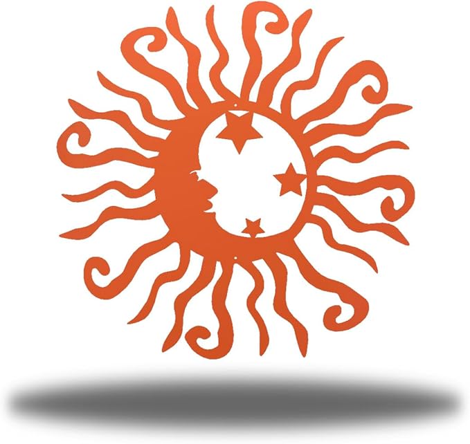 Riverside Designs Wacky Solar Moon Metal Wall Art Steel Outdoor Decor | Heavy-Duty and Waterproof | Made in USA (Coral, 12" L x 12" W)