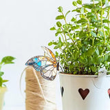JOONOR 2 Pieces Stained Acrylic Butterfly Flower Pot Hugger Cute Animal Statue for Planter Hanger Decorations Outdoor Fairy Garden Planter Edge Accessories,Butterfly