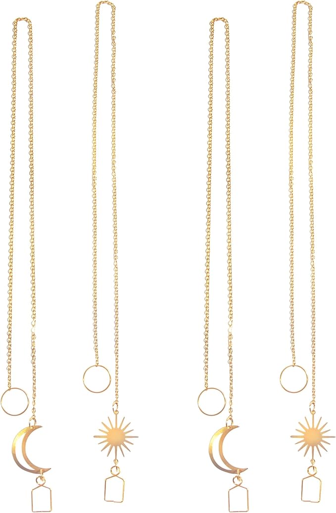 Sun Catcher Gold Chains Hook for Crystal Ball Pendant Suspension Window Prism DIY Christmas Tree Decoration 18inch 4pcs Sun Moon