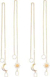 Sun Catcher Gold Chains Hook for Crystal Ball Pendant Suspension Window Prism DIY Christmas Tree Decoration 18inch 4pcs Sun Moon