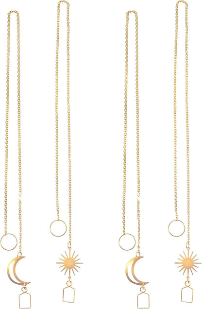 Sun Catcher Gold Chains Hook for Crystal Ball Pendant Suspension Window Prism DIY Christmas Tree Decoration 18inch 4pcs Sun Moon