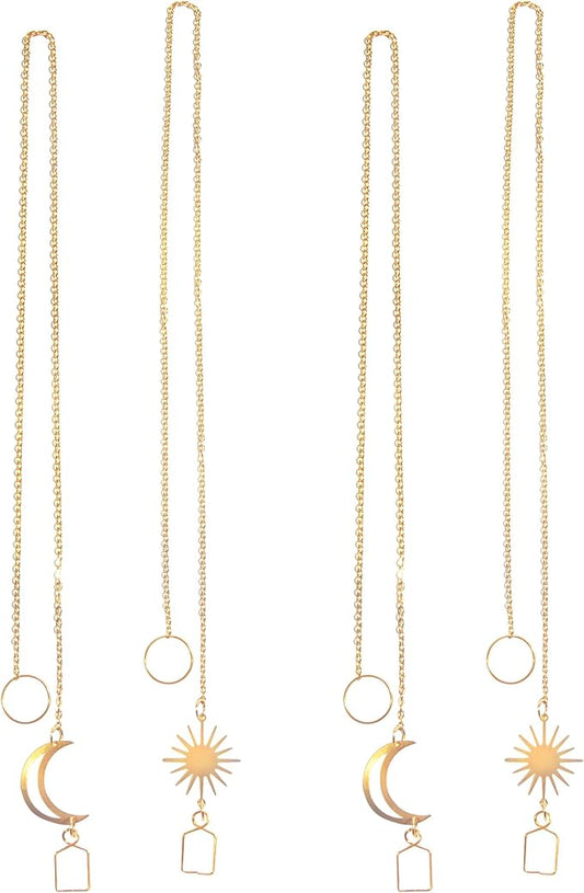 Sun Catcher Gold Chains Hook for Crystal Ball Pendant Suspension Window Prism DIY Christmas Tree Decoration 18inch 4pcs Sun Moon
