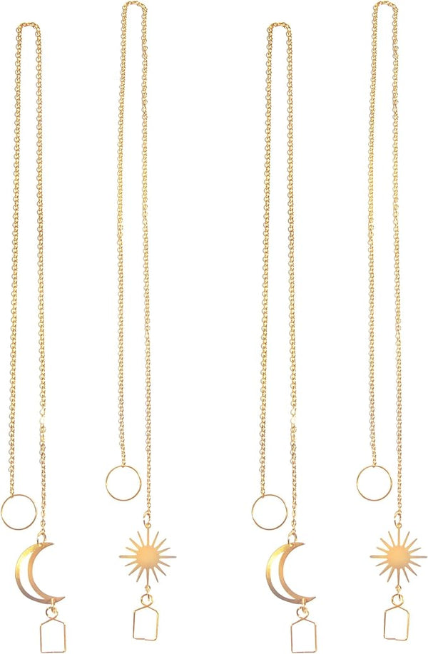 Sun Catcher Gold Chains Hook for Crystal Ball Pendant Suspension Window Prism DIY Christmas Tree Decoration 18inch 4pcs Sun Moon