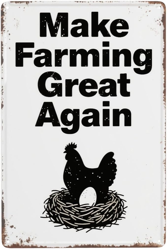 Funny Chicken Coop Signs and Accessories, Make Farming Great Again, Patriotic Farmhouse Metal Wall Art for Coop Farm Stand Chicken Farm Fresh Butt Nuggets Sign 8×12 Inch (black chicken coop)