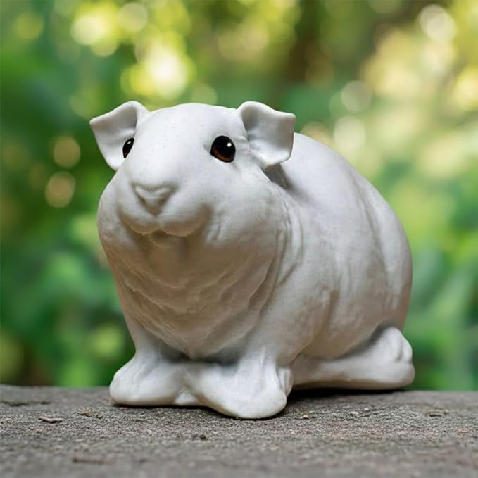 OLOMA Animal Garden Guinea Pig Sculpture Premium Concrete Statue with Protective Resin Coating Durable Lawn Patio Porch Indoor Outdoor Display Accent for Landscape Porch Home