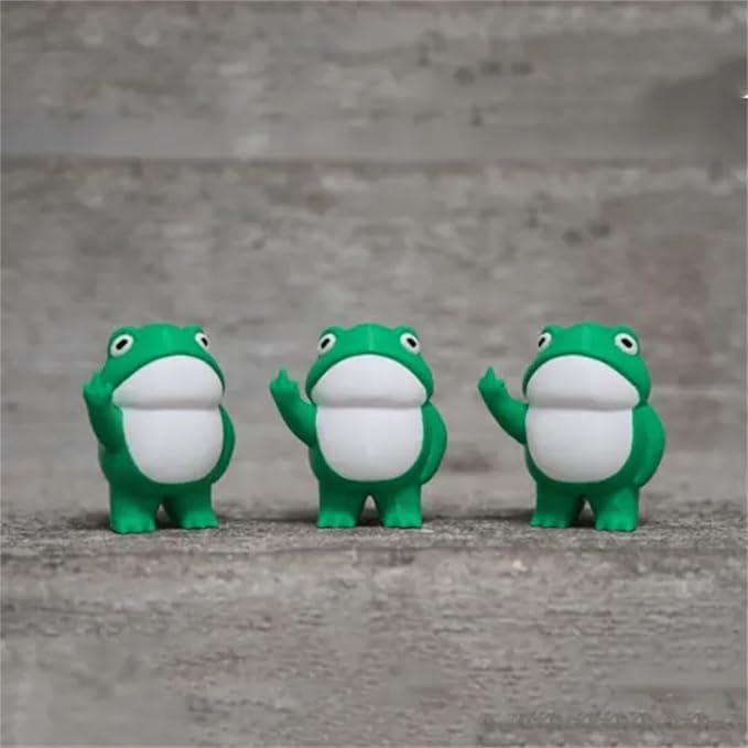 Jxueych Rebellious Frog Figurine, Tall 3.3 Inch, Cute Mini Frog for Fairy Garden Decor, Outdoor Table Decoration