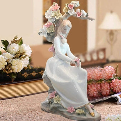 Garden Ornaments Decor Statue Outdoor,Abstract Unique Statue Sculpture Creative Statues and Sculptures Outdoor Decor for Garden,Handicraft Porcelain Girl Statue Ceramic Palace Woman Figure