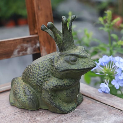 WAYUTO Cast Iron Frog Statue Sitting Frog Figurine Frog Sculpture Figurine Frog Doorstop Frog Ornament for Garden, Yard, Patio, Lawn and Pond Decoration