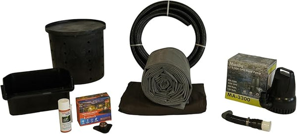 HALF OFF PONDS Simply Waterfalls 3200 Pond Free Waterfall Kit, with 10 ft by 20 ft EPDM Liner and Manta 3300 GPH Submersible Pump - PSAN1